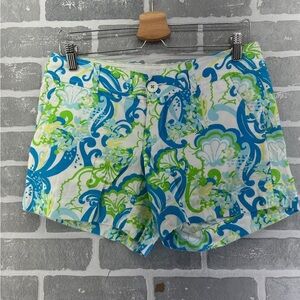 LILLY PULITZER | The Callahan Short Blue and Green Crystal Coast Size 4